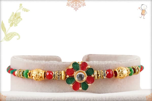 Stunning Red-Green Flower Rakhi