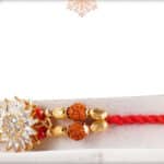 Trendy Peacock Feather Rakhi with Multicolor Beads 4