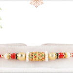 Beautifully Handcrafted Pearl with Golden Bead Rakhi 2
