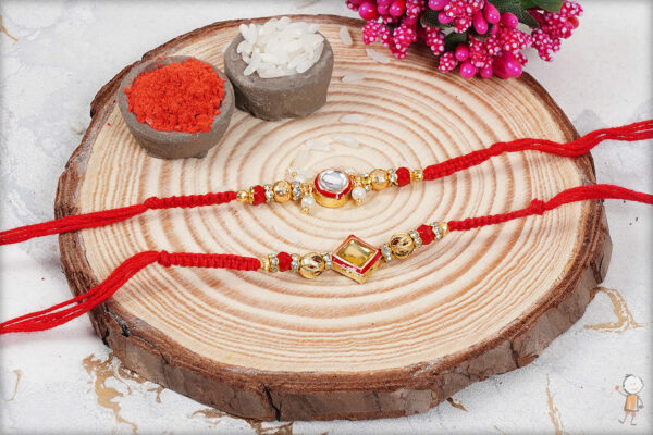 Dazzling Diamond Bhaiya-Bhabhi Rakhi with Handcrafted Thread