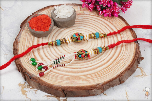 Rajwadi Bhaiya-Bhabhi Rakhi with Handcrafted Thread