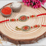 Traditional Rajwadi Pearls and Meenakari Bhaiya-Bhabhi Rakhi 3