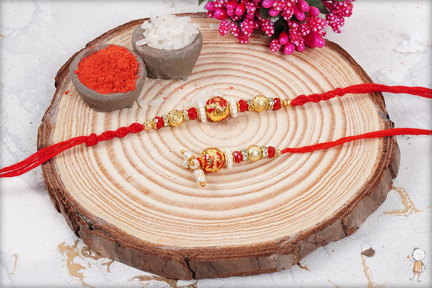 Delicate Yet Stunning Designer Beads Bhaiya-Bhabhi Rakhi 1