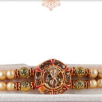 Dazzling Ganesh Rakhi with Two Line Beads Rakhi