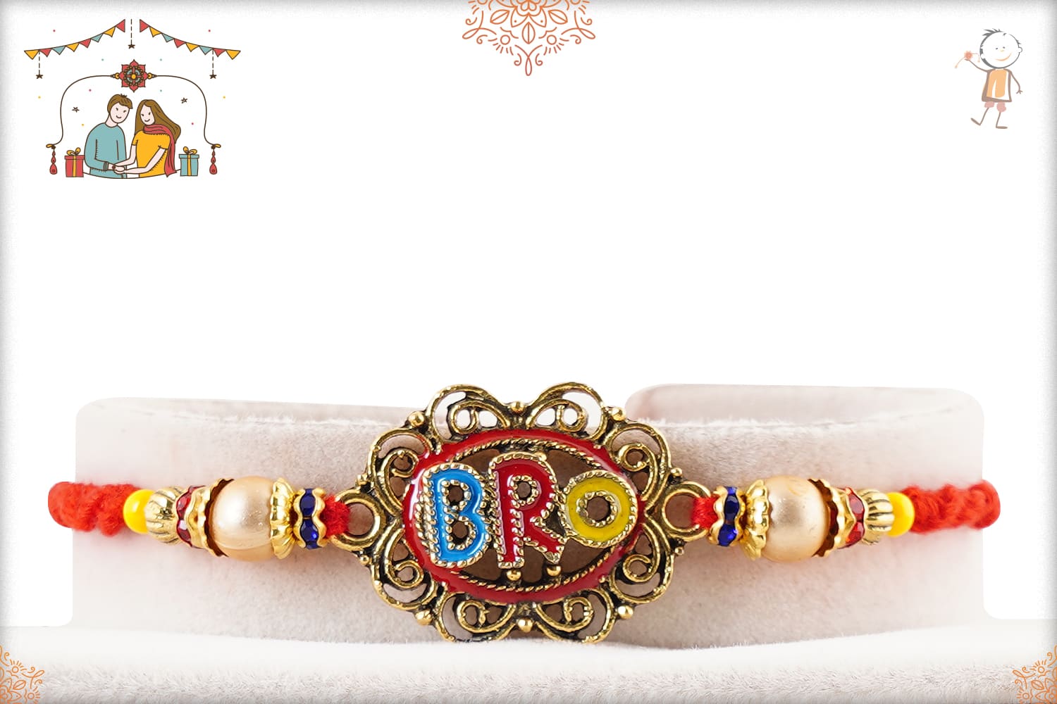 Unique Colorful Bro Rakhi with Handcrafted Thread 1
