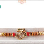 Golden OM with Sandalwood Beads Rakhi 2
