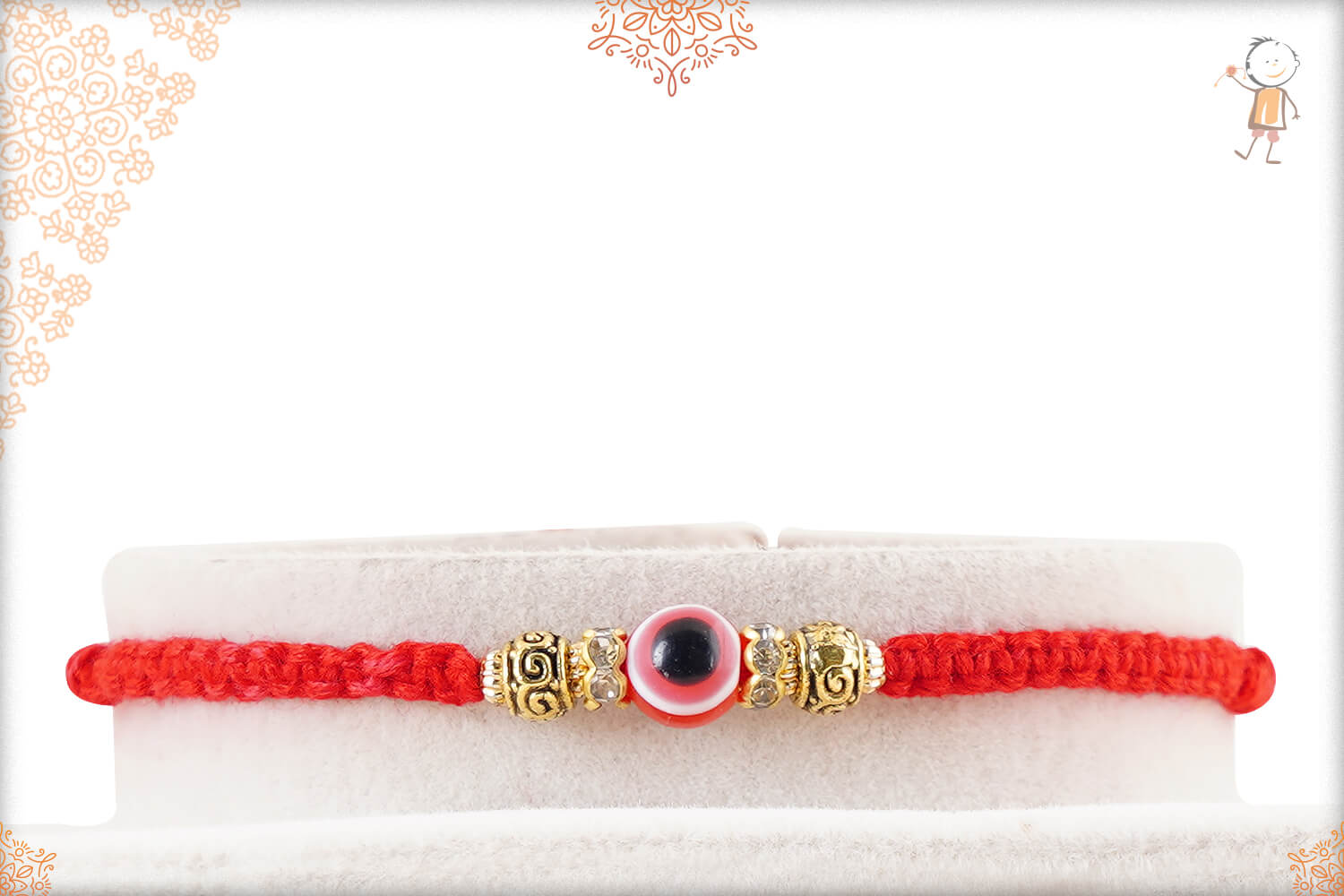 Red Evil Eye Rakhi with Beautifully handcrafted Thread 1