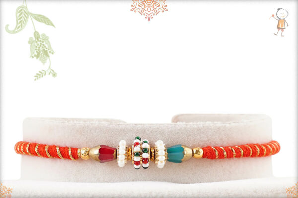 Uniquely Handcrafted Thread with Pearl Rakhi