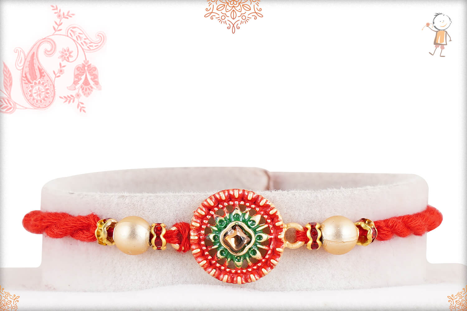 Traditional Rakhi with Golden Beads and Handcrafted Thread 1