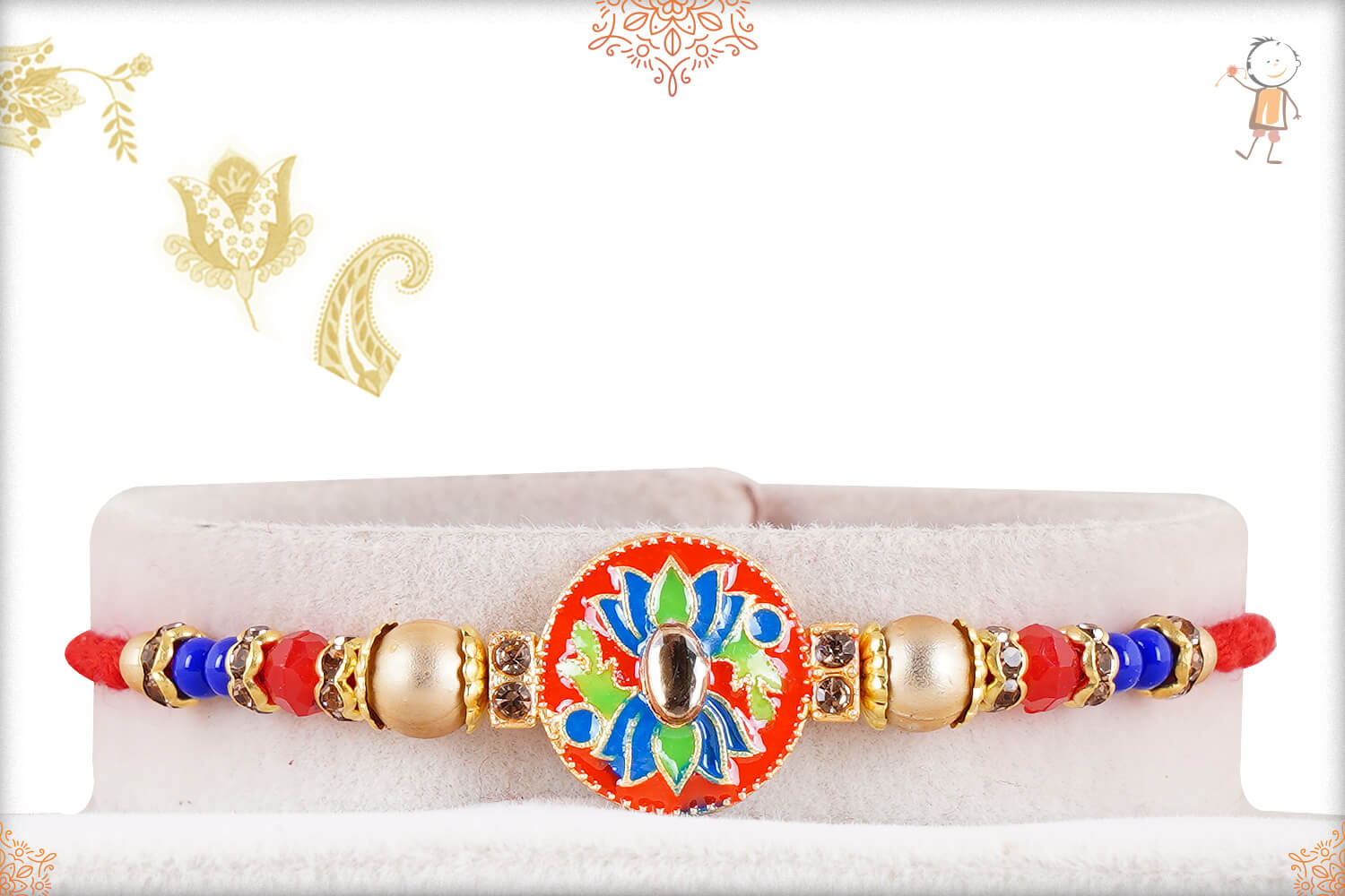 Meenakari Rakhi with Colorful Beads 1