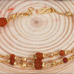 Stylish Golden Rudraksh Bracelet Rakhi 4