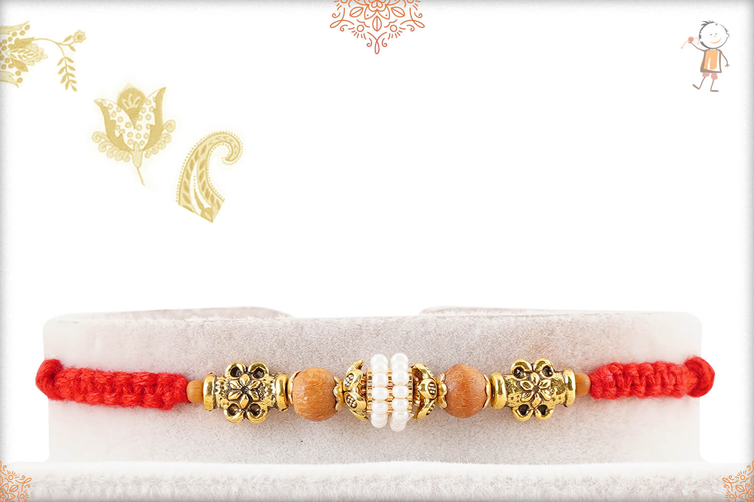 Beautifully Handcrafted Peral Rakhi with 1