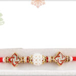 Handcrafted Pearl Rakhi with Designer Beads and Diamond Rings 2