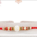 Handcrafted Pearl Rakhi with Designer Meenakari Beads 2