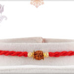 Beautifully Handcrafted Single Rudraksh Rakhi with Golden Beads 2