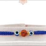 Auspicious Rudraksh with Evil Eye Rakhi with Blue Handcrafted Thread 2