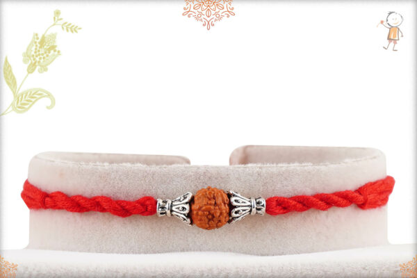 Handcrafted Rudraksh Rakhi with Designer Silver Beads