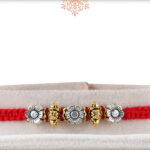 Uniqualy Handcrafted Dilver Rakhi in Combination of Golden Beads 2