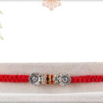 Beautifully Handcrafted Silver Rakhi with Diamond Rings 2