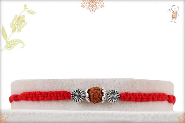 Premium Rudraksh with Silver Beads Rakhi