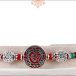 Beautiful Meenakari OM with Silver Beads Rakhi 2