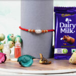 Sterling Silver Designer Rakhi with Rudraksh - 92.5 2