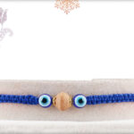 Stylish Sandalwood Rakhi with Evil Eye and Blue Handcrafted Thread 2