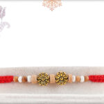 Aromatic Delicate Sandalwood Beads with Designer Golden Beads Rakhi 2