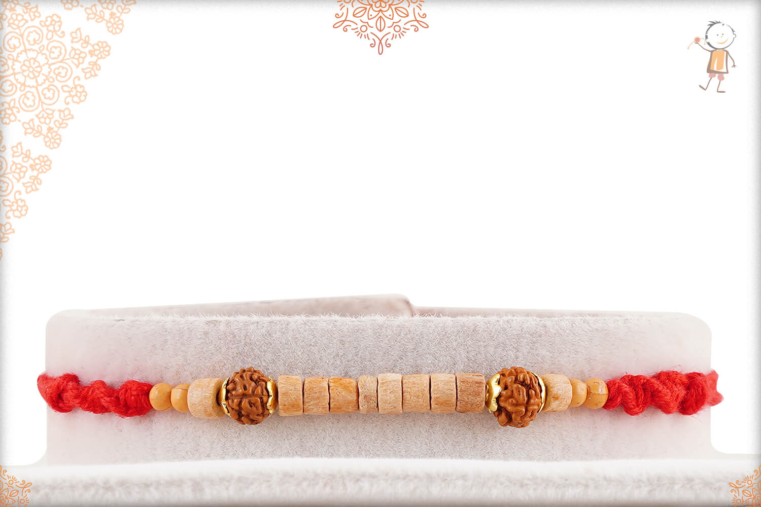 Unique Sandalwood Beads with Rudraksh Rakhi 1