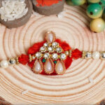 Blue-Pink Beads Traditional Rakhi 4