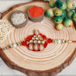 Blue-Pink Beads Traditional Rakhi
