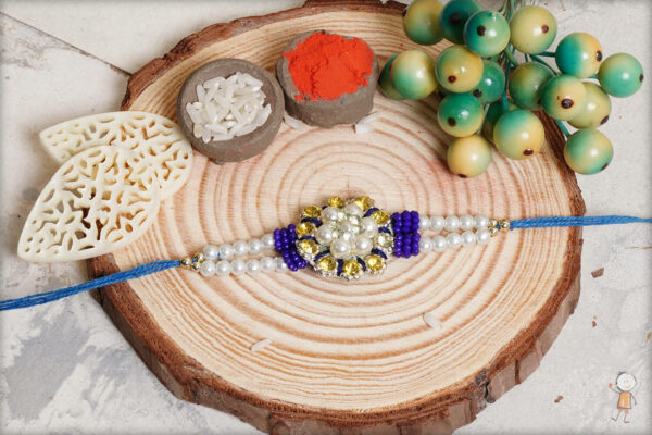 Simple Zardosi Rakhi With Pearls