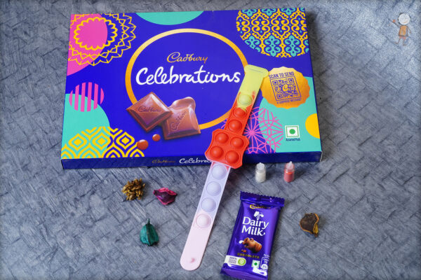 Multicolor Pop-it Kids Rakhi with Big Cadbury Celebrations