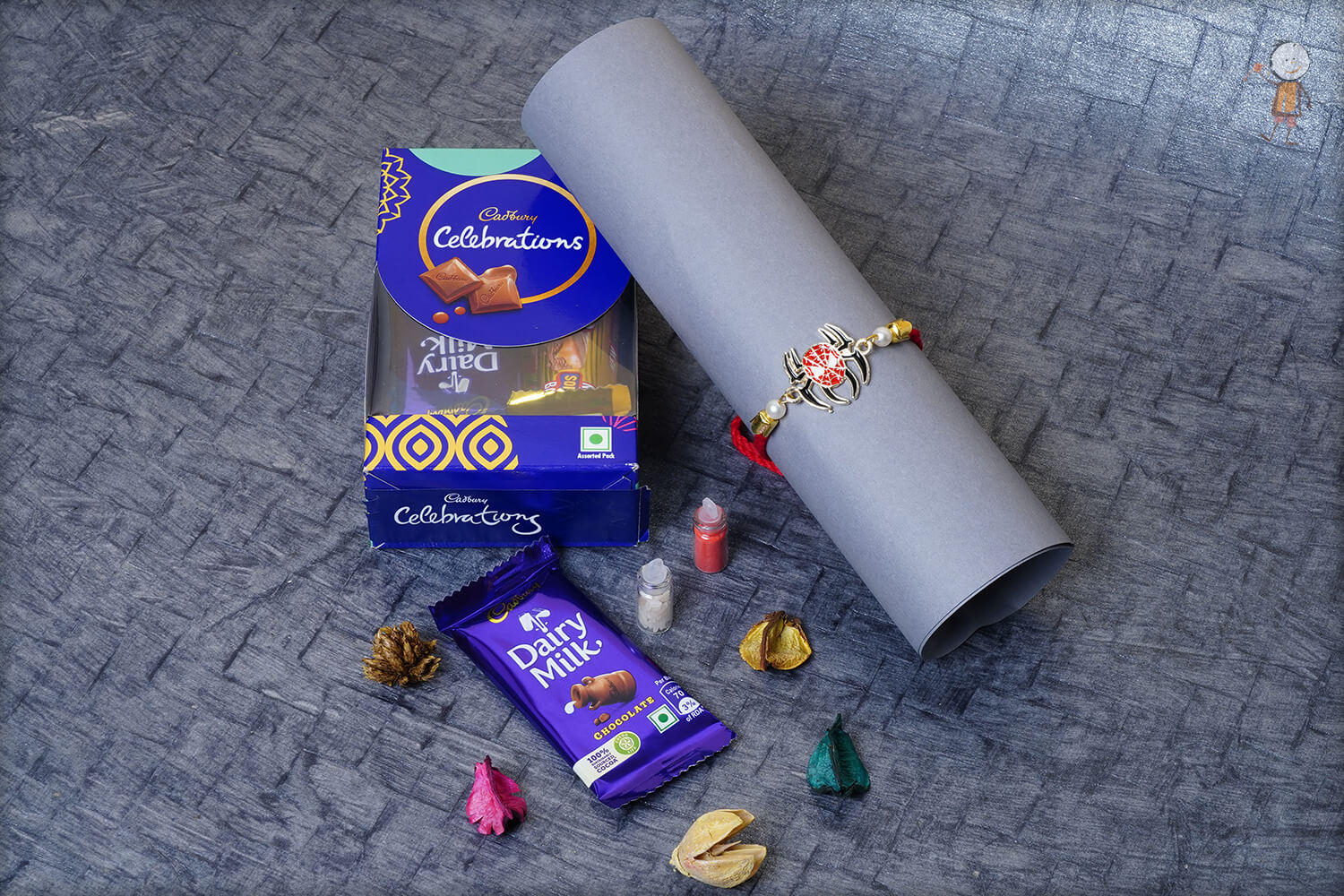 Ready-to-wear Spideman Kids Rakhi with Small Cadbury Celebrations 1