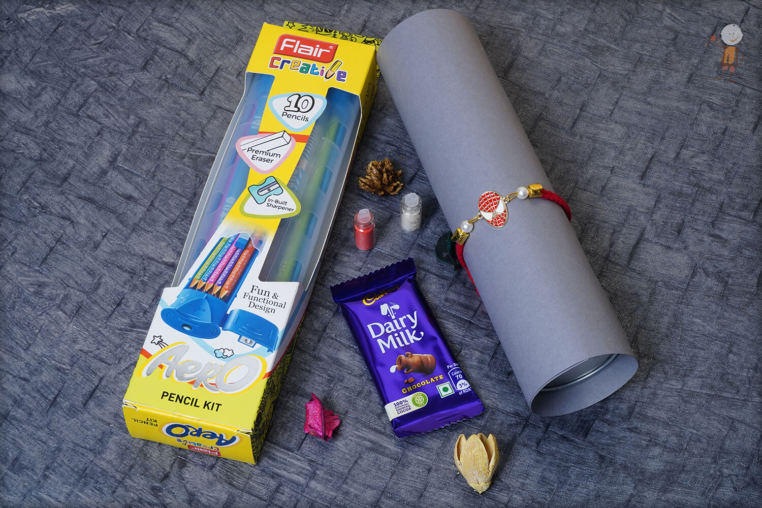 Ready-to-wear Amazing Spideman Kids Rakhi with Flair Aero Pencil Kit 1