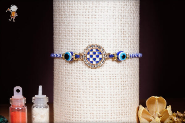 Royal Blue Evil Eye Diamond Rakhi