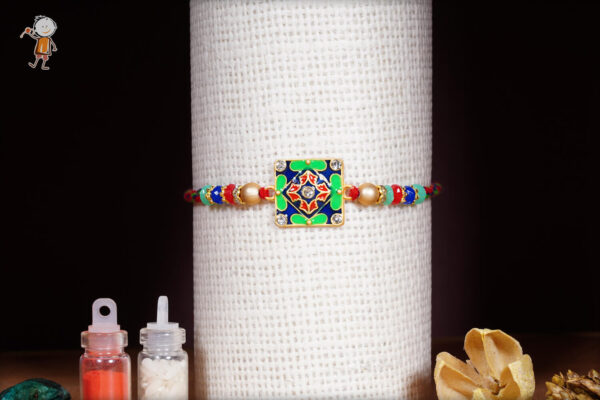 Artistic Meenakari Rakhi with Beads