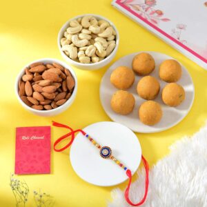 Single Rakhi With Besan Laddoo & Dryfruits