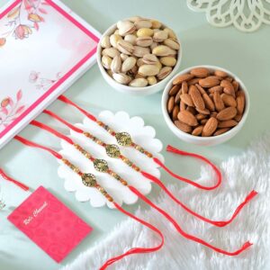 Set of 4 Rakhi for Bhai with Assorted Dryfruits