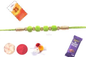 Beautiful Bright Green Velvet Rakhi